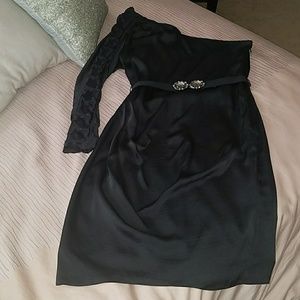 BCBG one sleeved black pencil dress